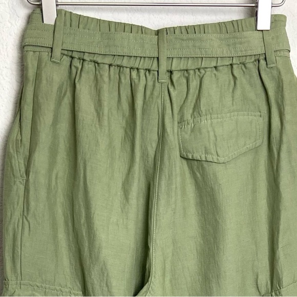 Aritzia Wilfred Green Linen Blend High Rise Ankle Cropped Cargo Pants- Size 6 - Picture 6 of 16